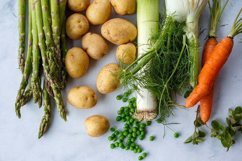 vegetables in vegetable pot pie. 