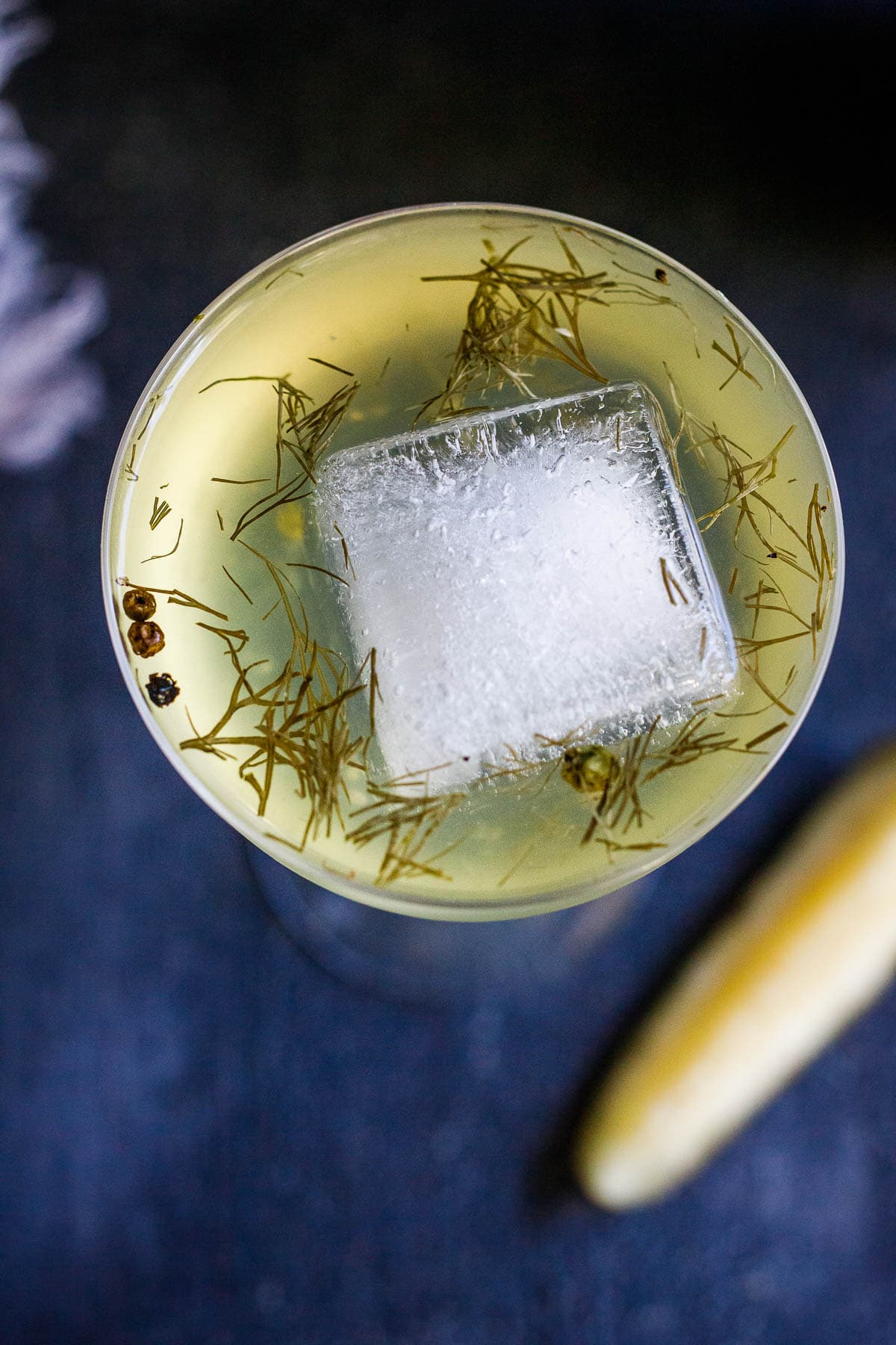Gin and Brine is a cool summer cocktail made with probiotic, dilly pickle brine, celery bitters and your choice of gin. A fun twist on a dirty martini.