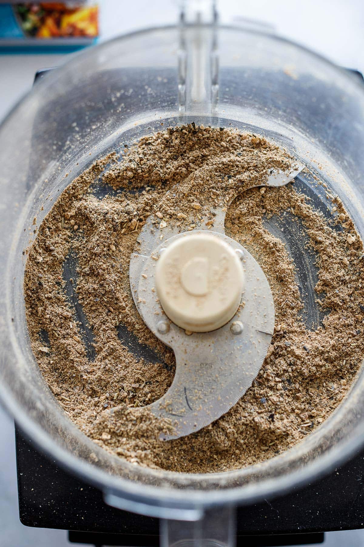 mushroom powder after being blended in a food processor.