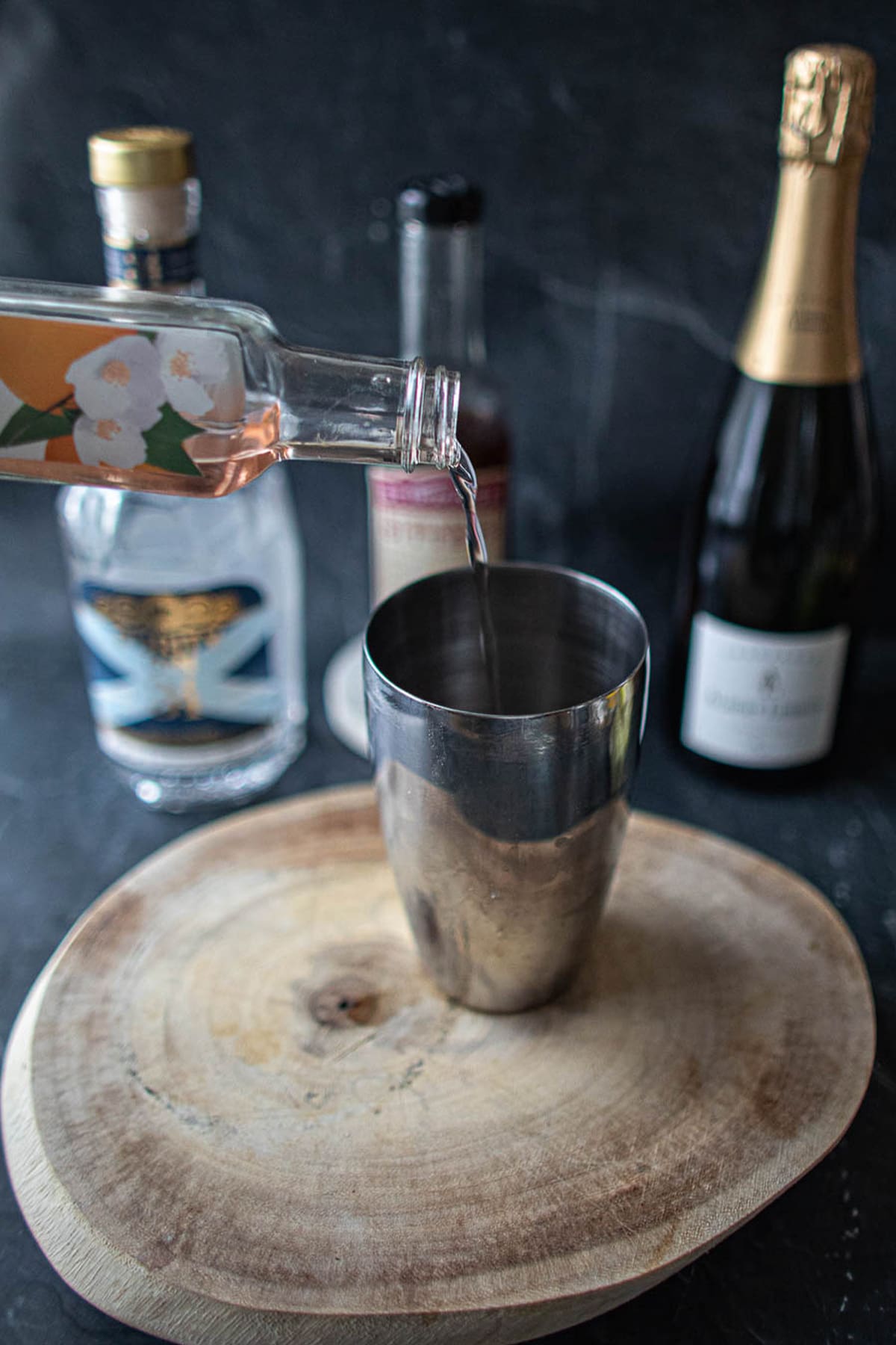 making the orange blossom cocktail