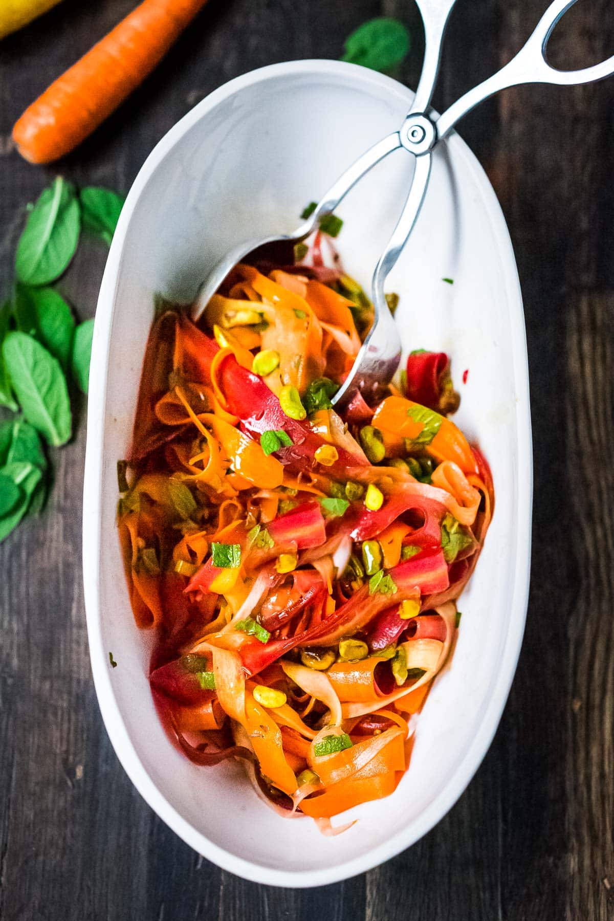 Moroccan Carrot Salad with Pistachios and Mint- a simple delicious spring salad that is full of flavor. Vegan and Gluten Free!