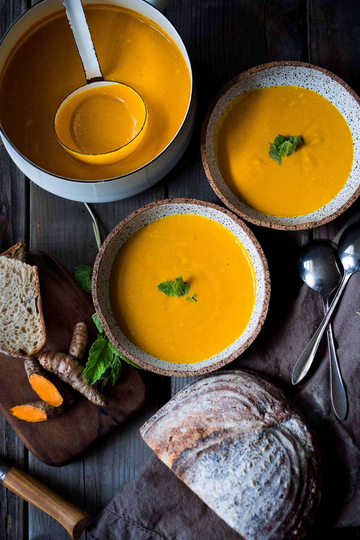 bowls of carrot ginger soup