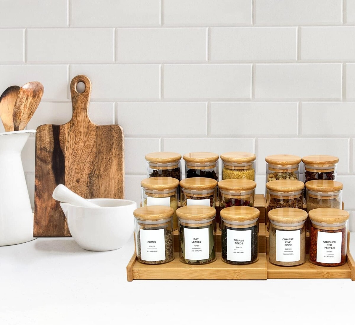 Kitchen gift ideas for chefs and home cooks: labeled spice jars