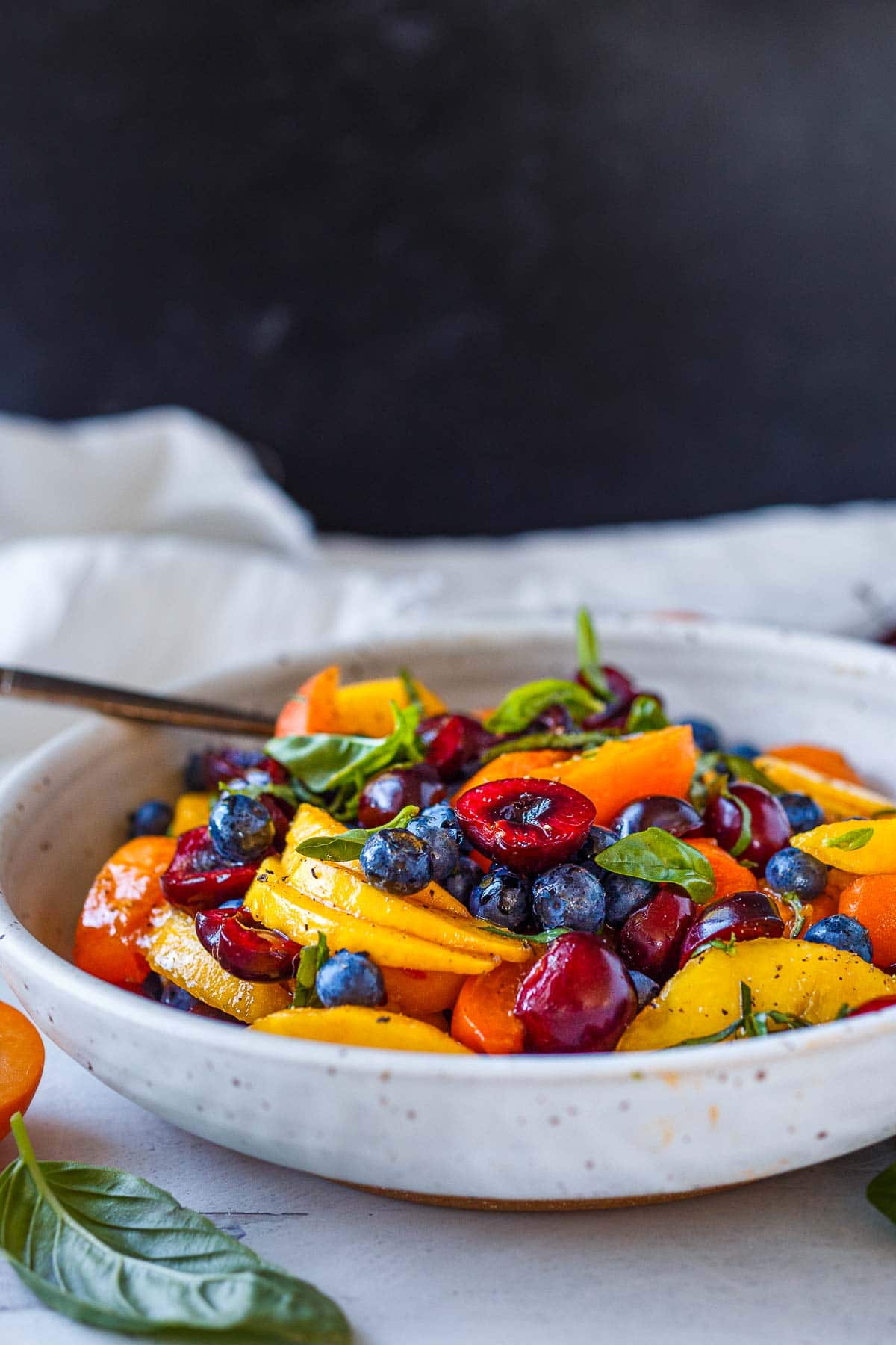Fruit salad recipe in a bowl.