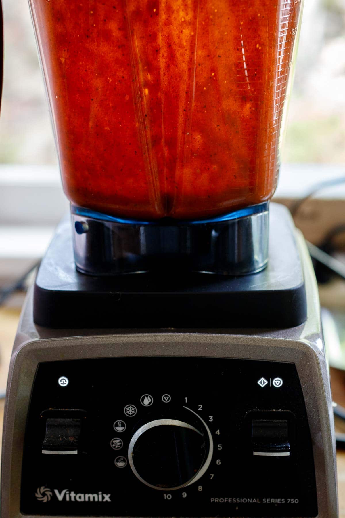 Blending the hot sauce.