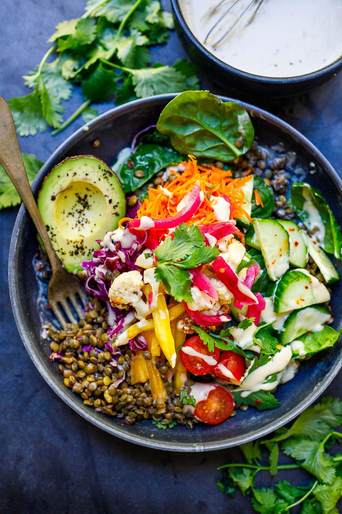 These grain-free Lentil Bowls are so nourishing and delicious! Made with seasoned lentils, fresh seasonal veggies, dark leafy greens, fresh herbs or microgreens, nuts or seeds, avocado, and our favorite tahini sauce! Vegan, gluten-free and grain-free!These grain-free Lentil Bowls are so nourishing and delicious! Made with seasoned lentils, fresh seasonal veggies, dark leafy greens, fresh herbs or microgreens, nuts or seeds, avocado, and our favorite tahini sauce! Vegan, gluten-free and grain-free!