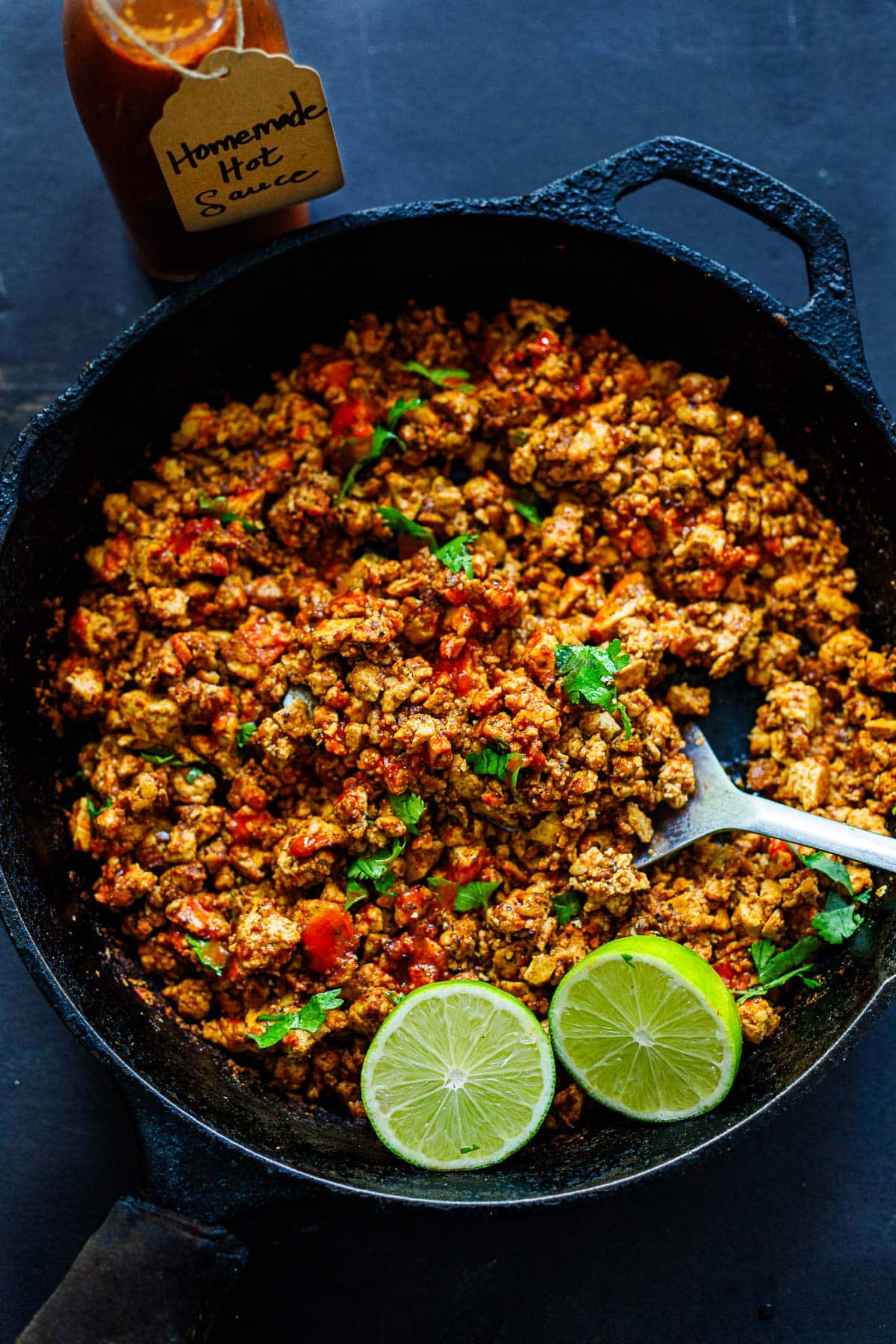 easy sofritas recipe in a skillet.