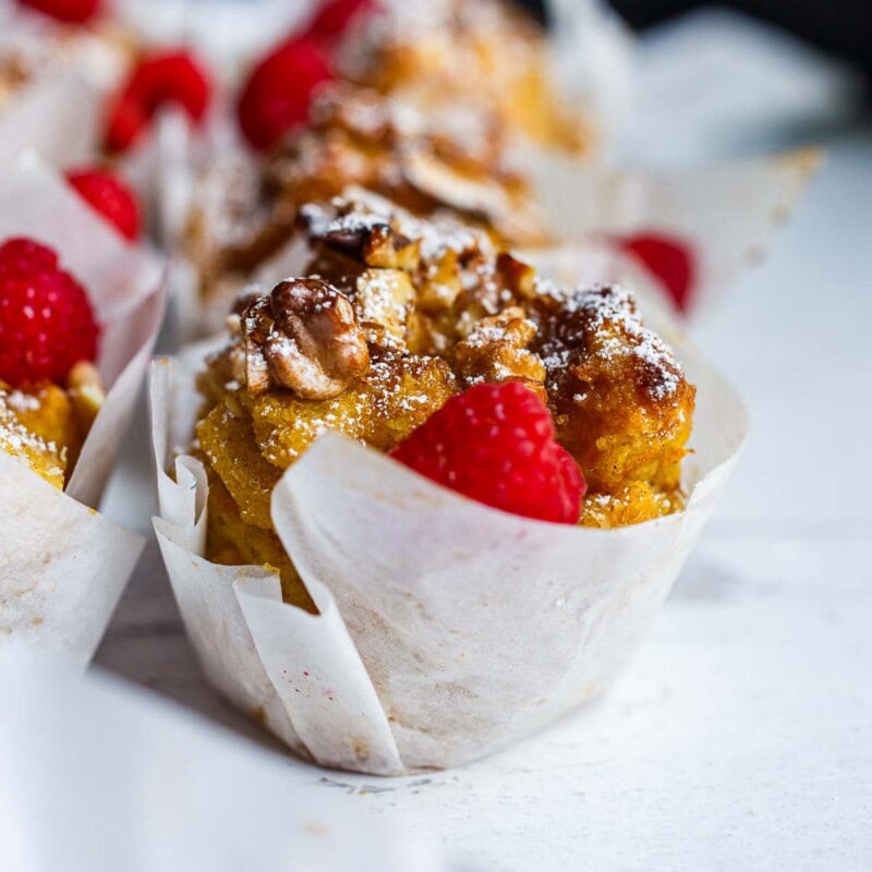 Use your homemade sourdough bread in these baked French Toast Muffins. They're a delicious baked breakfast or brunch recipe perfect for gatherings and special occasions.