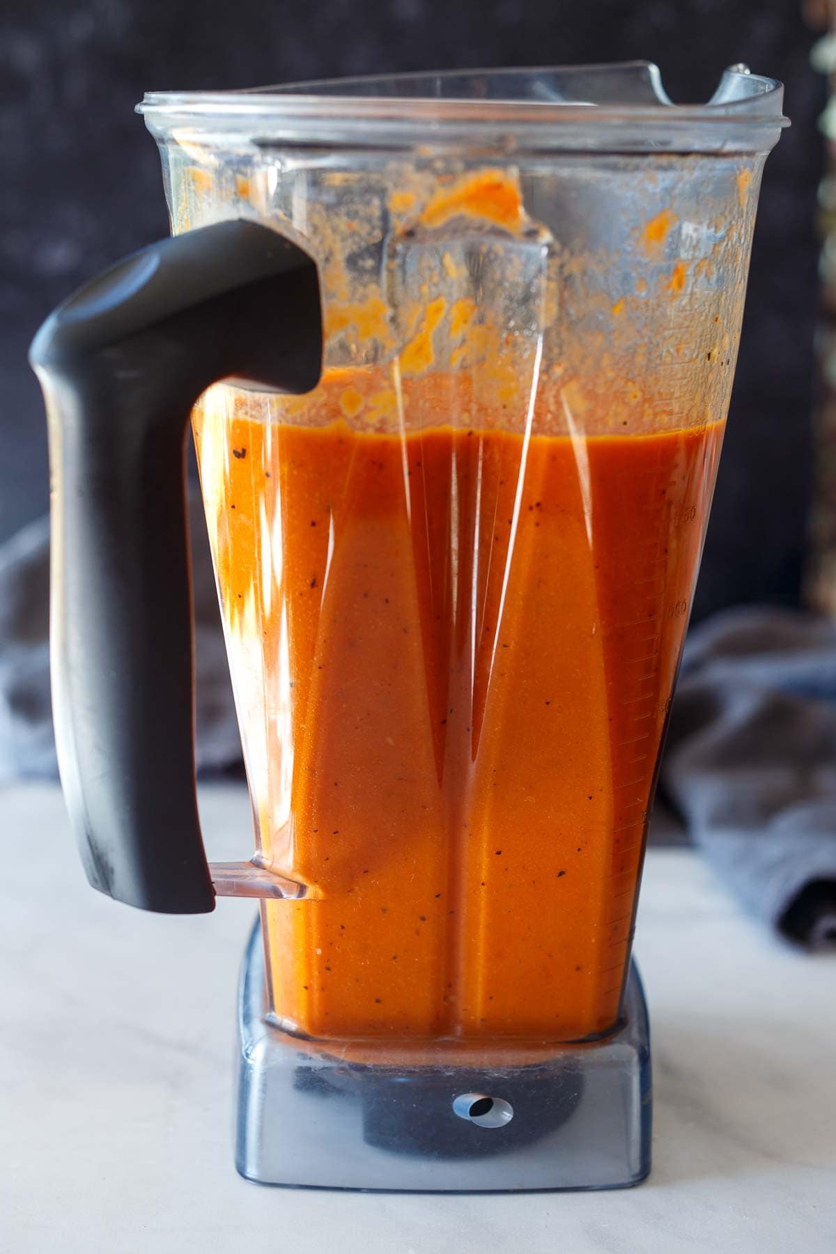 roasted red pepper tomato soup in blender. 