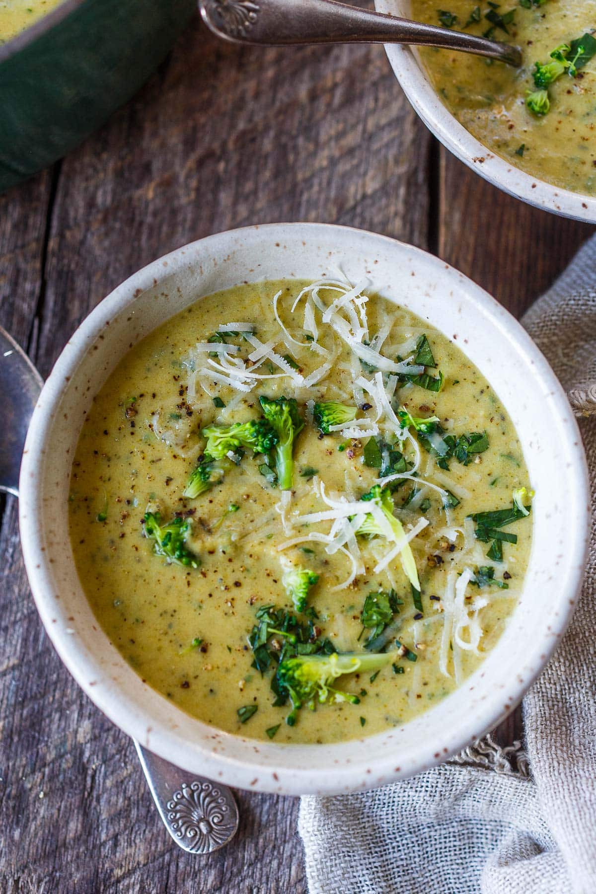 Comforting Broccoli and Cheddar Soup with loads of broccoli, white cheddar cheese, a creamy texture and sharp, savory flavor. This wholesome soup is a perfect choice for a cozy meal. Gluten-free.